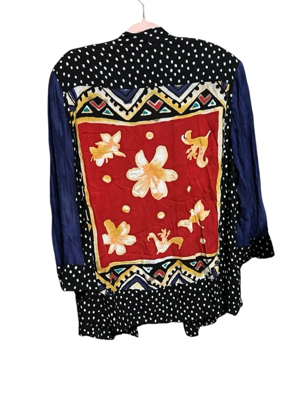 CAROLE LITTLE  Black Polka Dot Artsy Cardigan Kimono Vintage Size 20 - Picture 7 of 8